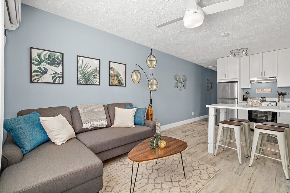 Cozy open concept design with everything you'll need to relax after a day at the beach or exploring the Historic District!

