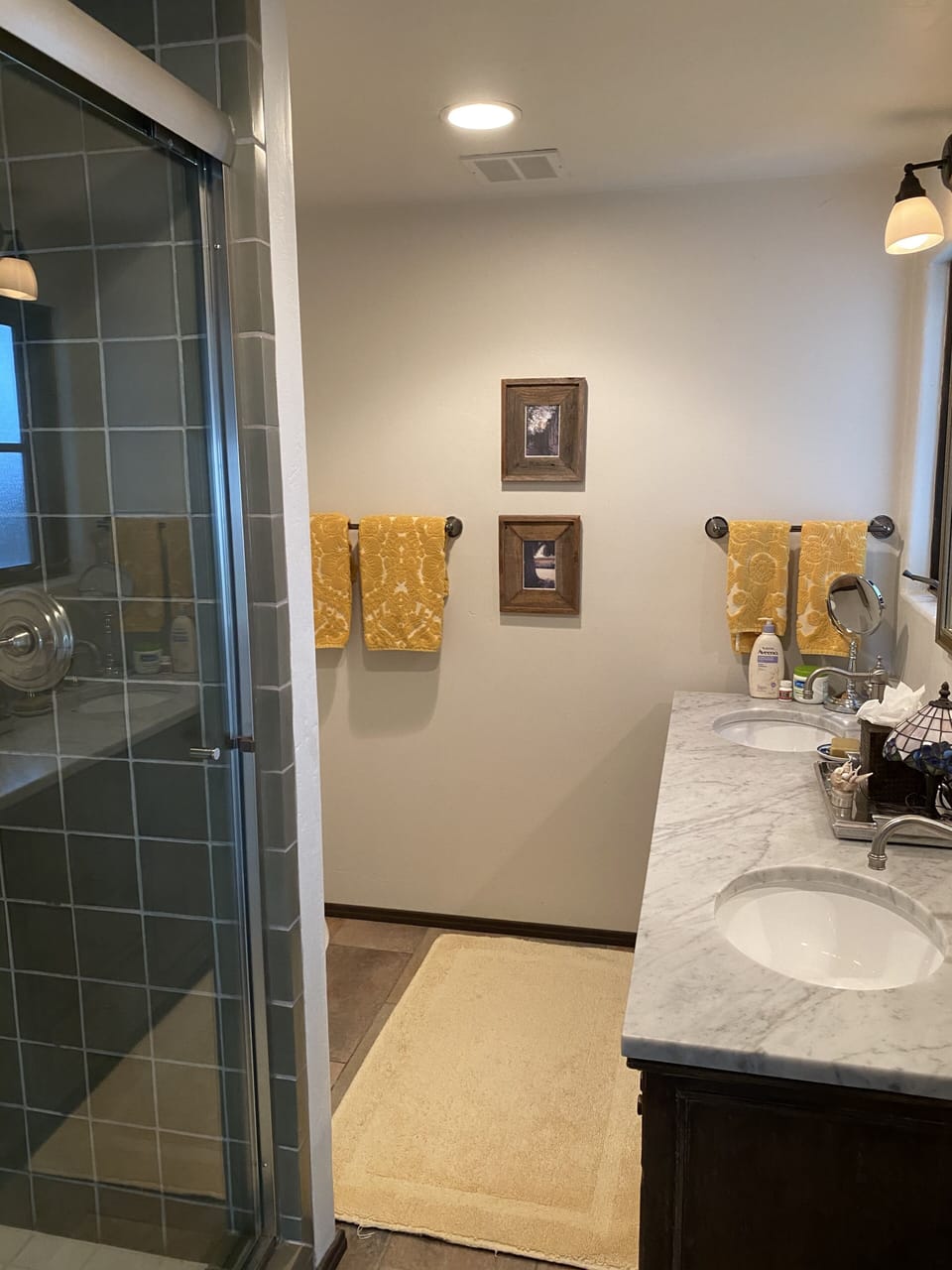 Bathroom, 2 sinks shower no tub (hot tub )however