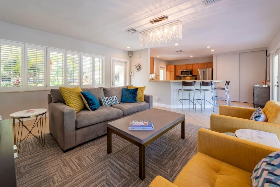 Well appointed living room with Queen pull-out sofa and smart TV