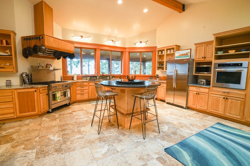 Cooking and entertaining is a treat in the oversized kitchen 