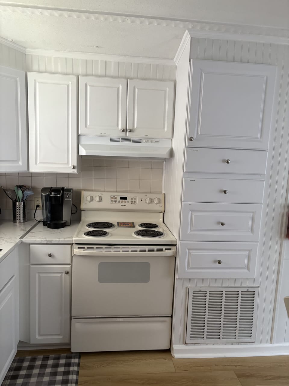 New kitchen with added storage.