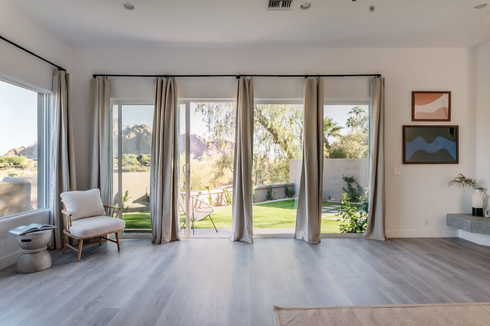 Sliding doors to the backyard.