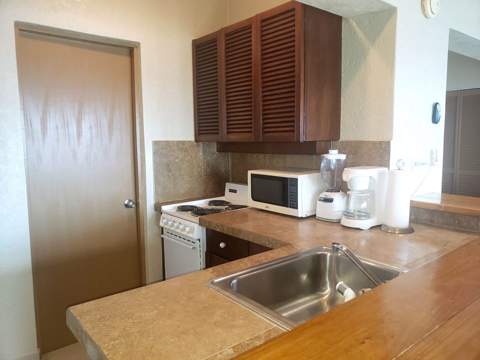 Fully equipped kitchen.