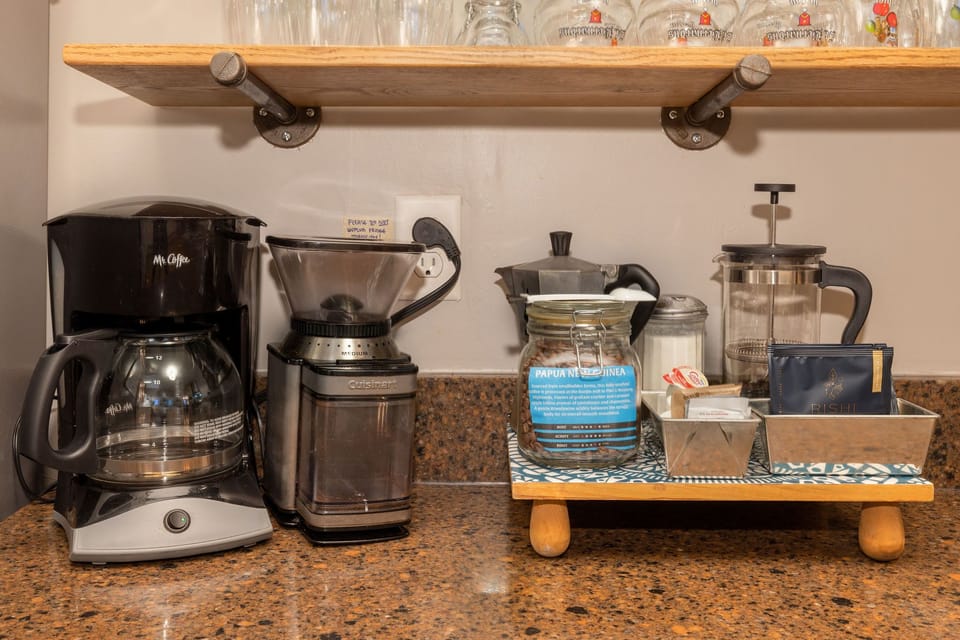 Fully stocked kitchen with everything needed for extended Milwaukee stays
