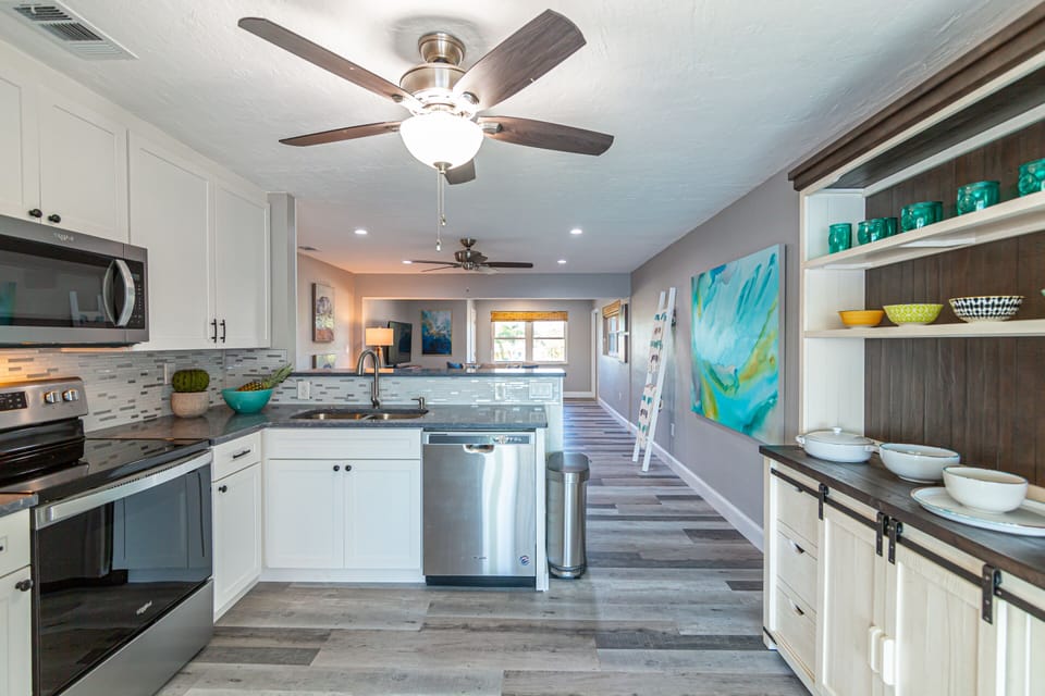Updated kitchen with stainless steel appliances