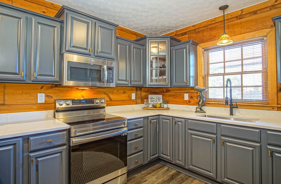 This modernized kitchen is located on the 2nd floor.