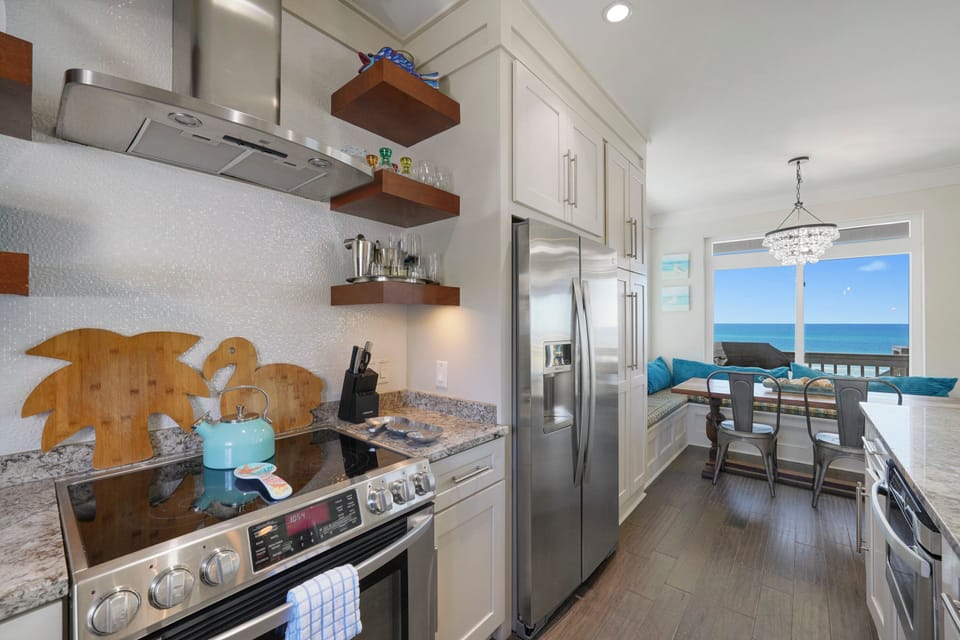 Full kitchen with stainless steel appliances