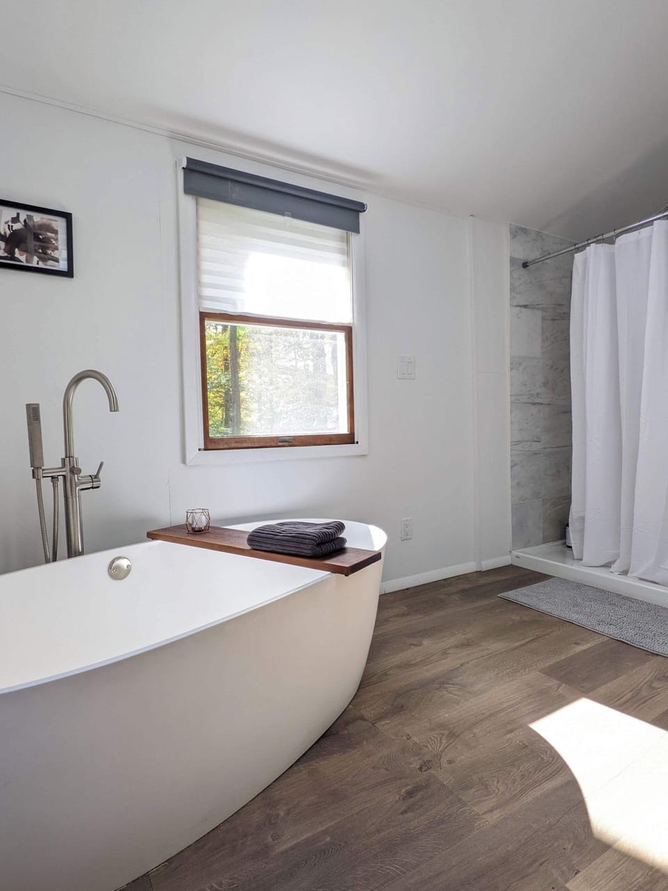 Primary bathroom with soaking tub and separate shower