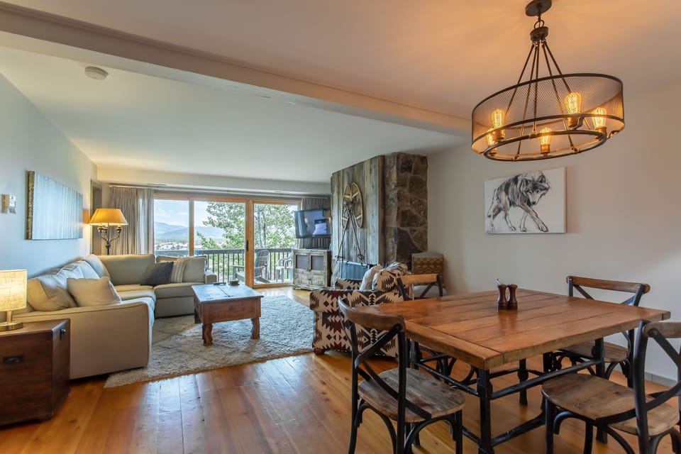 Living room and dining area