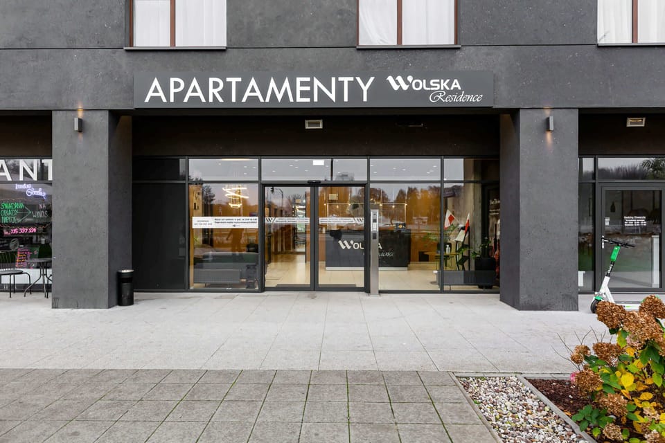 Entrance to elegant and modern property building.
