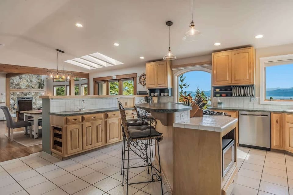 Large family size kitchen with spectacular views.