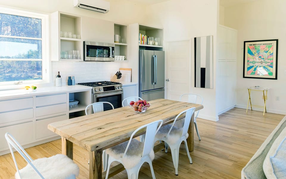 Dining table with seating for six.