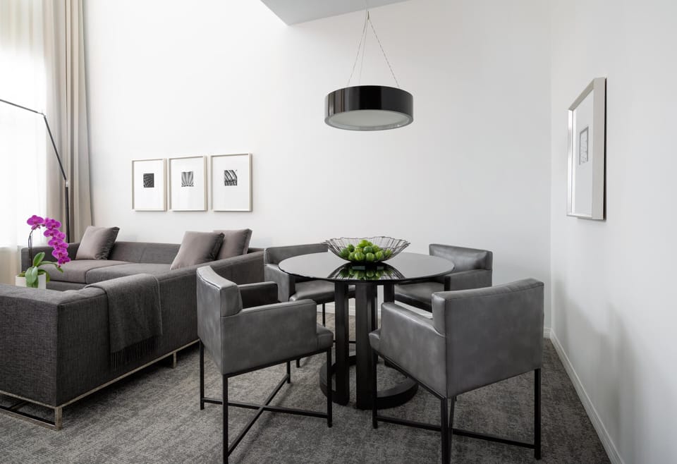 AKA Beverly Hills Townhome table living room