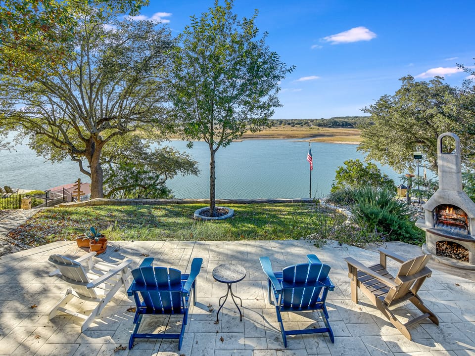 Backyard with panoramic views of the lake