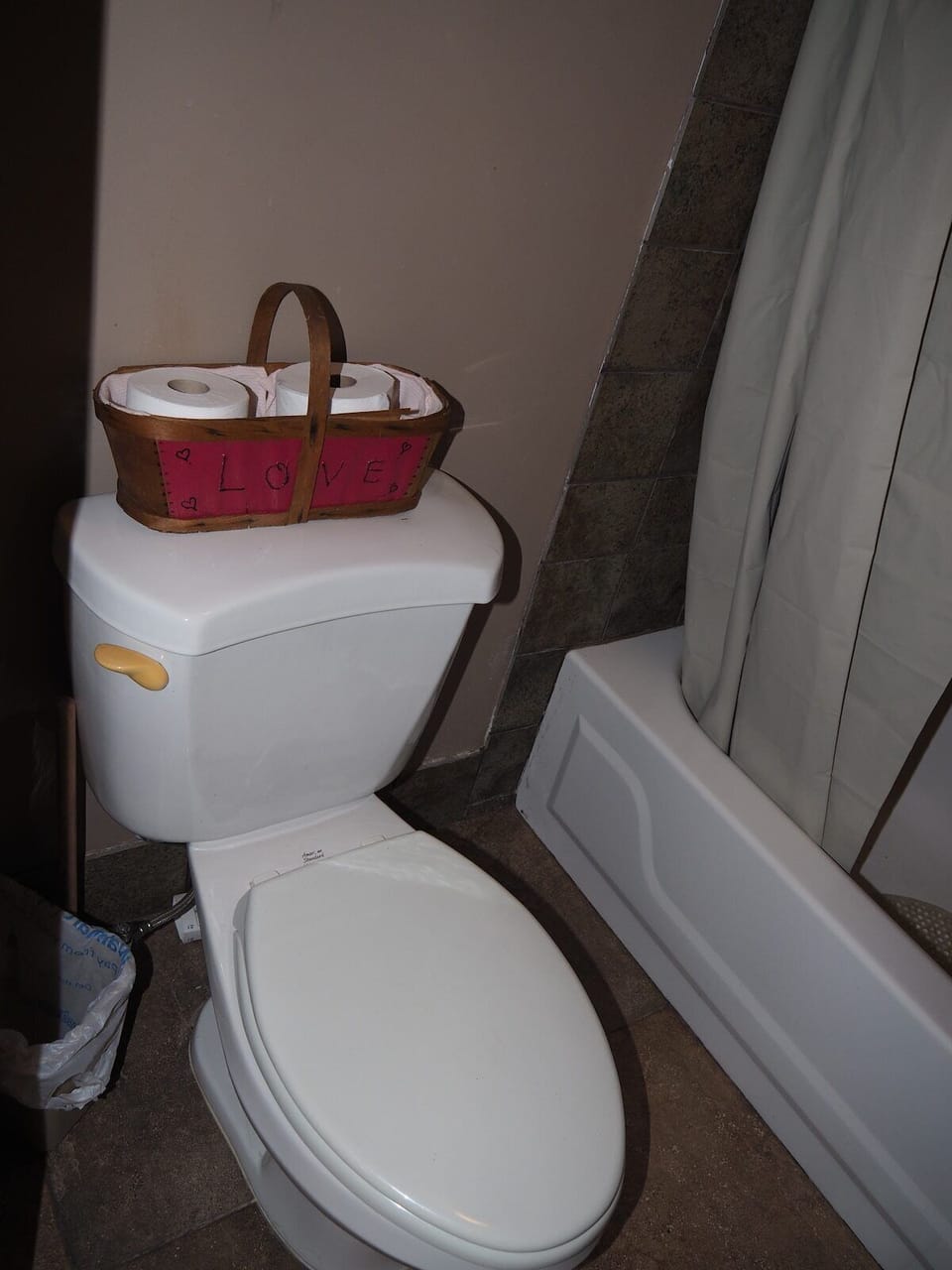 BATHROOM:  Includes combination tub / shower and toilet.  (Note that there is no vanity, sink, or mirror in the bathroom.)