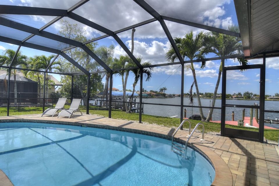 Newly resurfaced pool and patio deck with amazing views of  Thunderbird lake