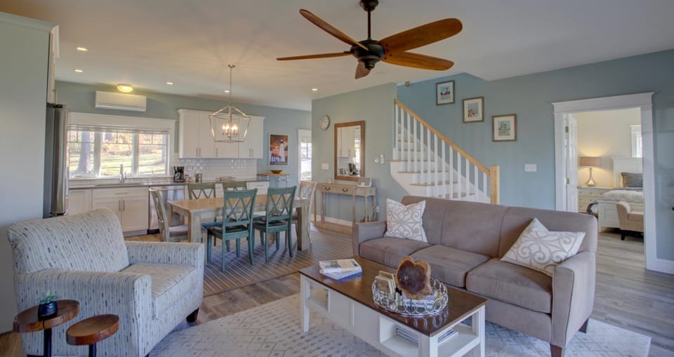 Open dining area and living room. 