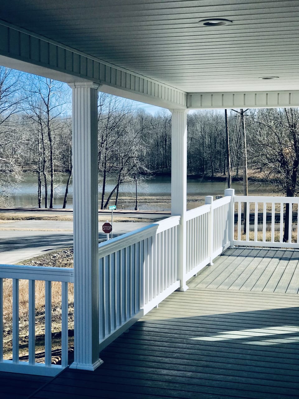 Large covered porch and sun deck