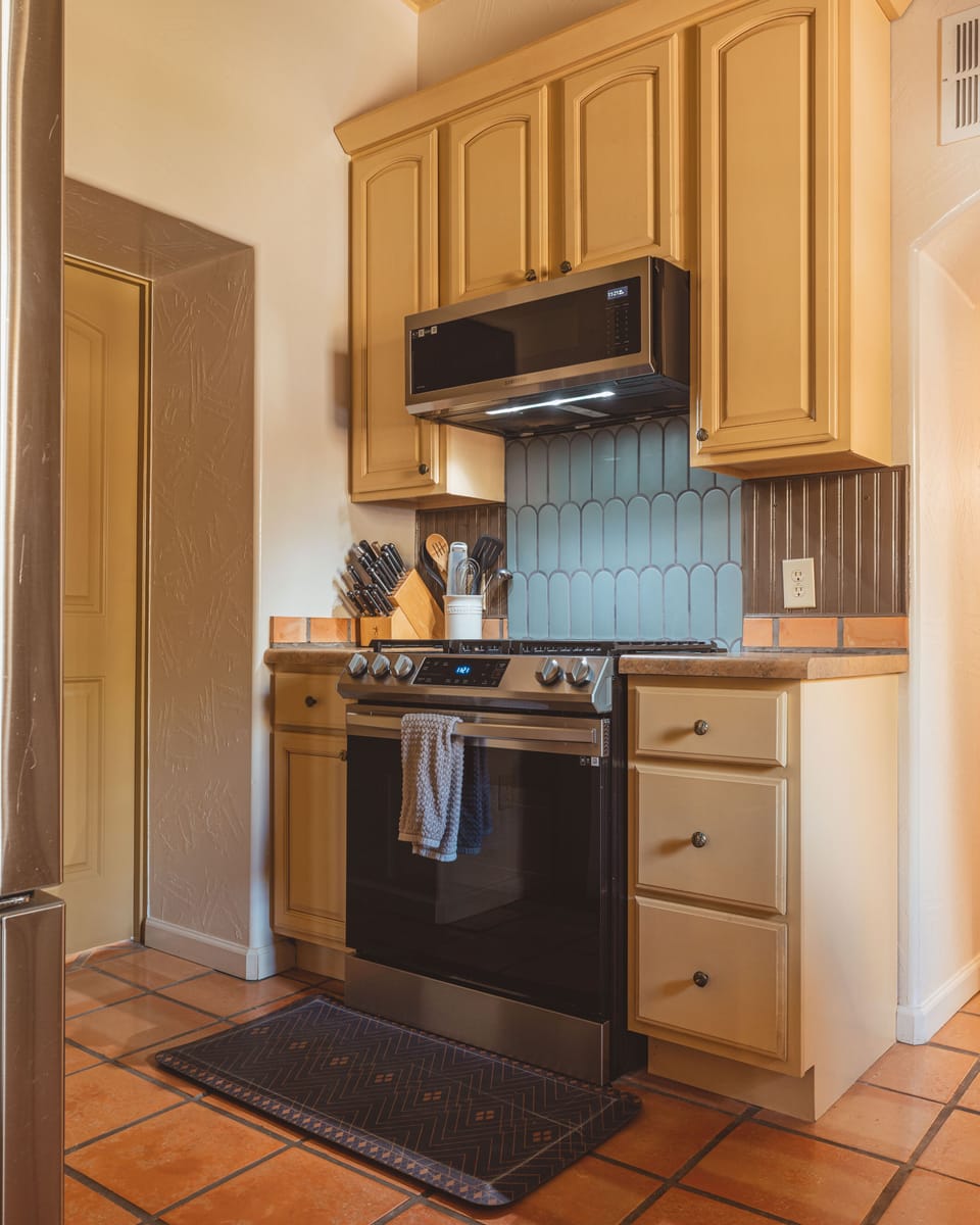 New Stainless steel appliances:  gas stove/oven and low profile microwave