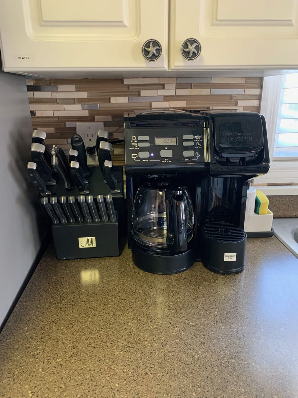 Coffee center includes your choice of drip coffee or Keurig pods.