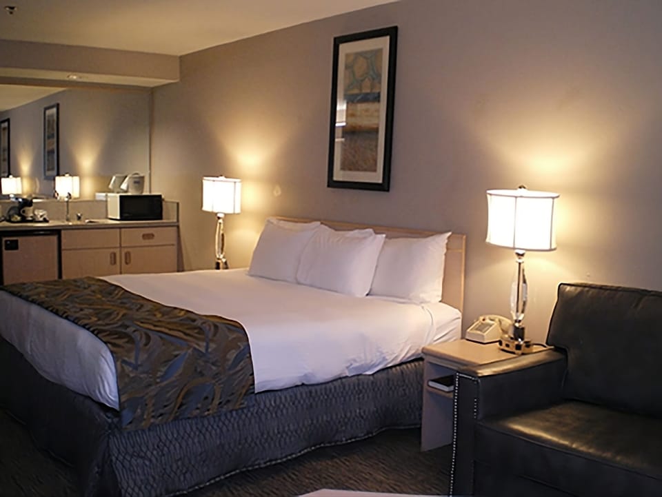 Sink into crisp linens and enjoy warm, restful comfort.