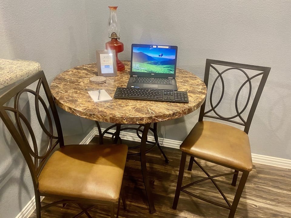 The high top table makes a great work station for our guests on the go!
