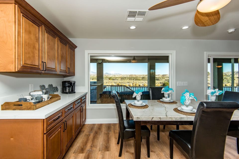 views from cooking in the kitchen and dining table