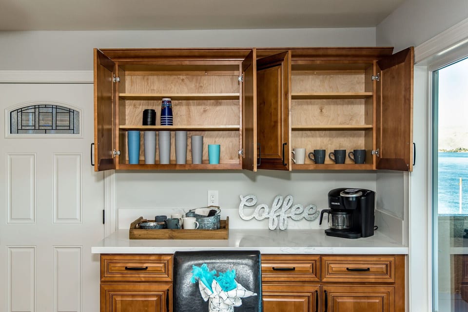 Fully stocked coffee bar