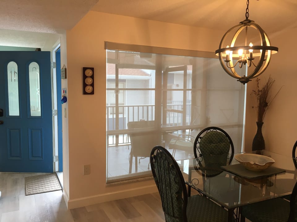 view from dining room looking onto the patio