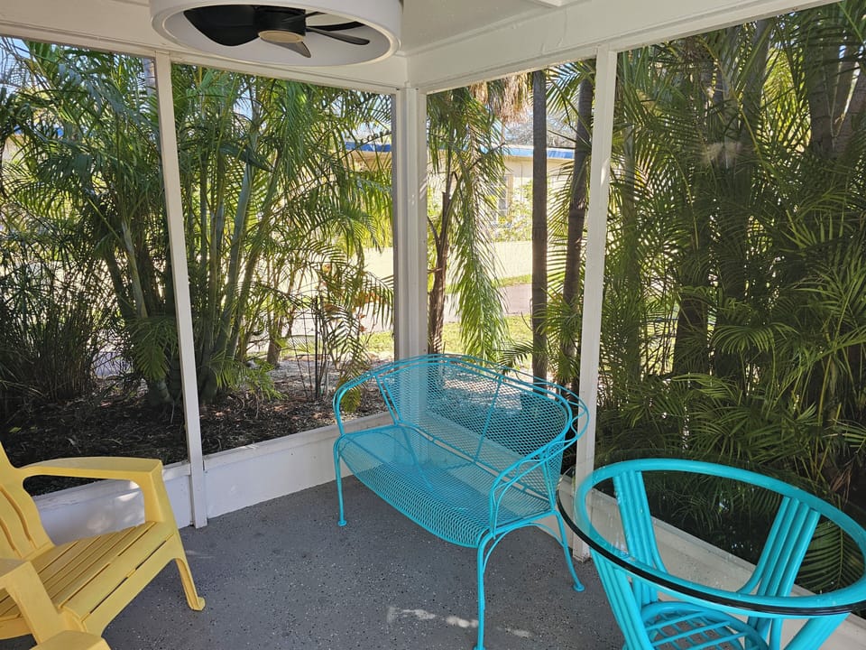 Private patio screened
