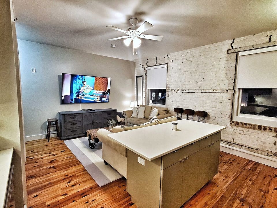 Living Room with 70" flat screen Smart TV