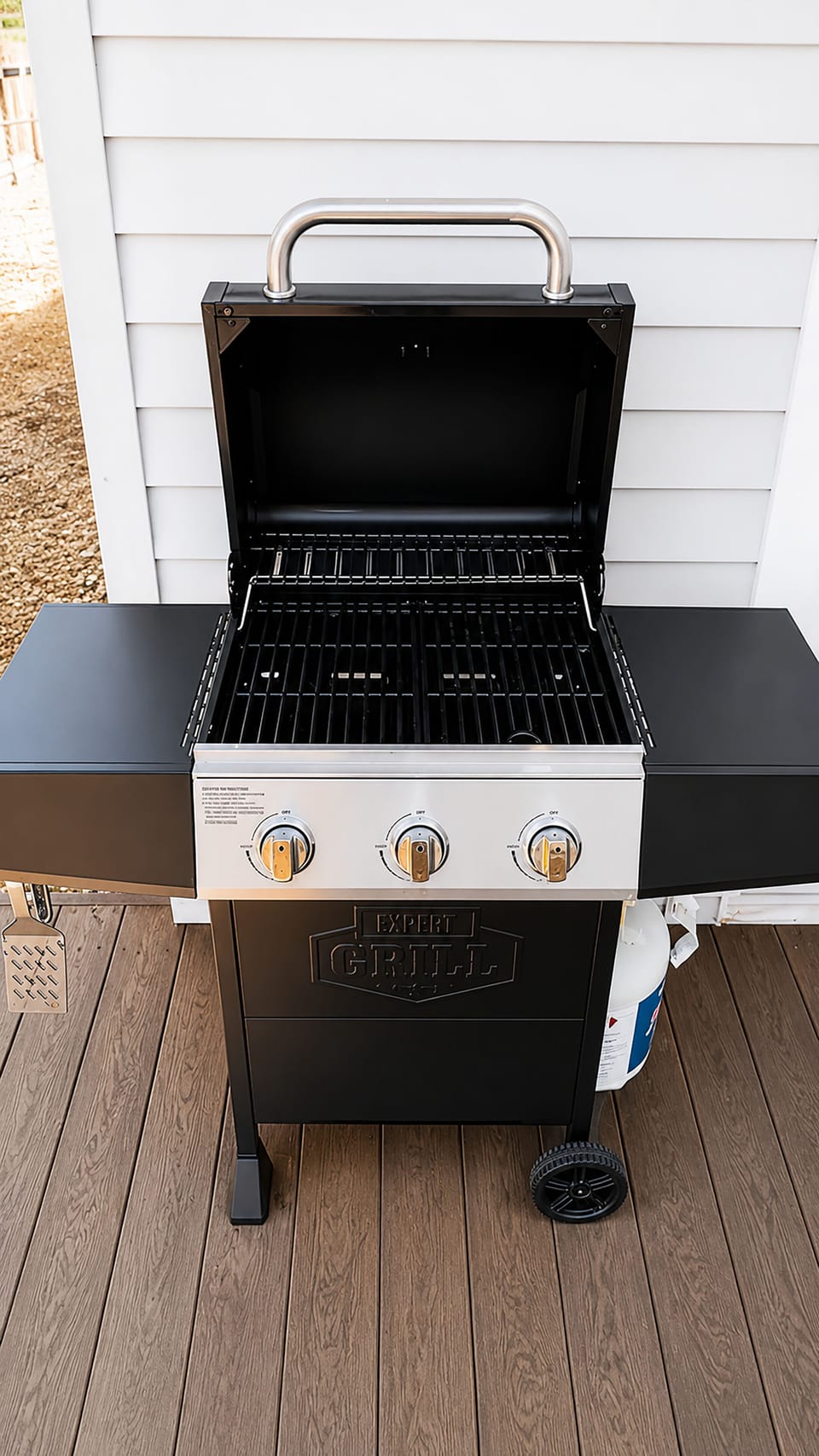 Modern outdoor grill on the deck for easy backyard BBQ nights
