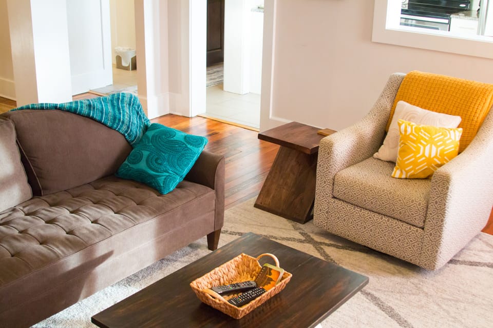 Second view, open concept living with comfy seating