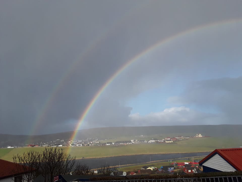 Double rainbow above chalets!