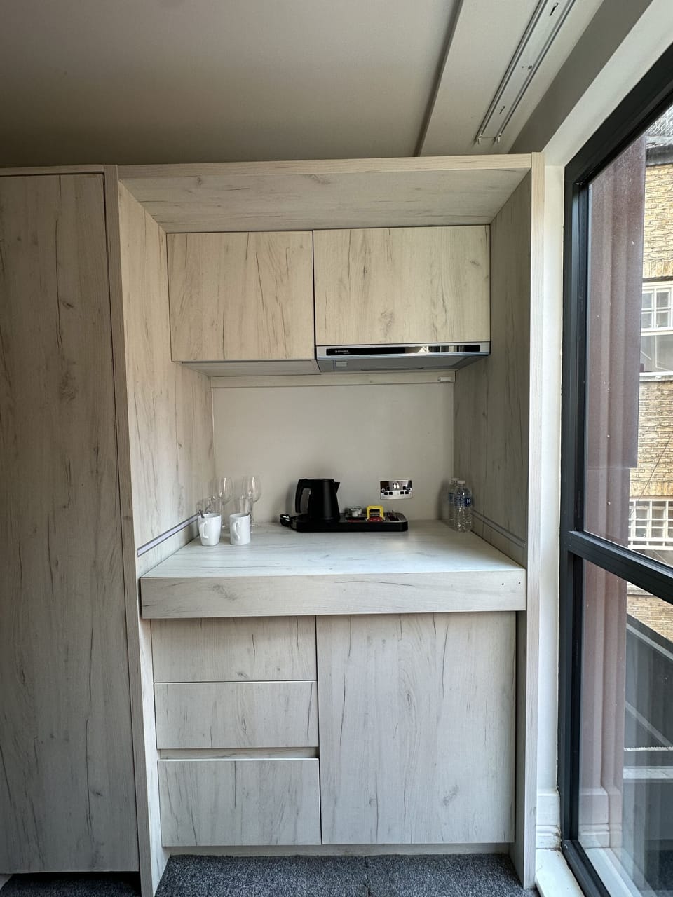 Stove, microwave, mini fridge, tea and coffee making facilities, glassware, private kitchen, plates, and more.