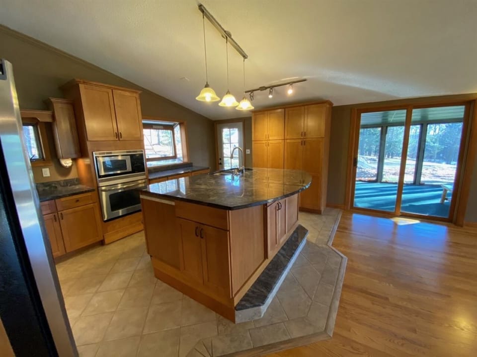 Screened in porch, view from kitchen