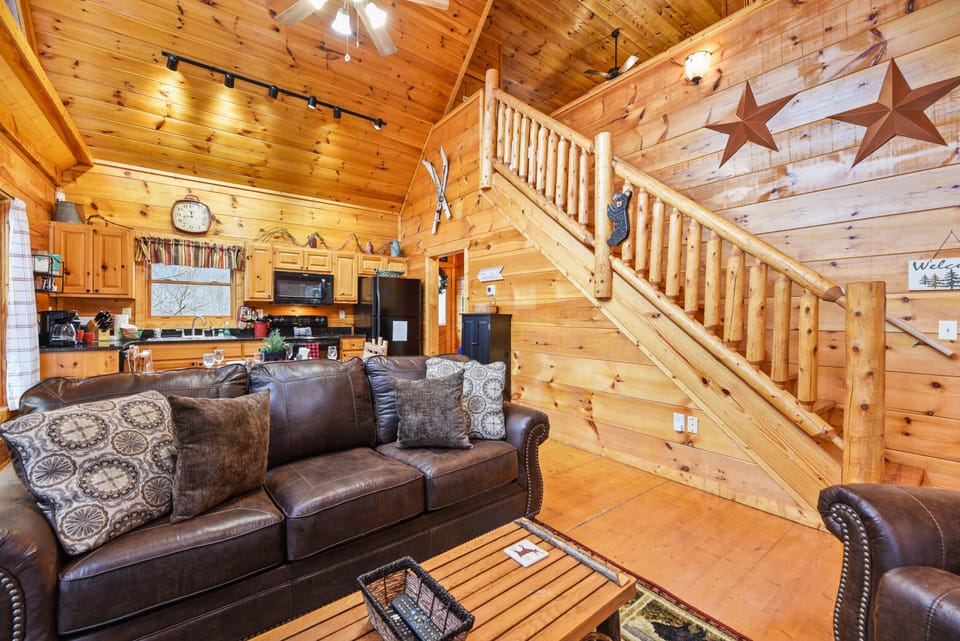 We love the open great room with the upstairs loft bedroom and en suite bathroom
