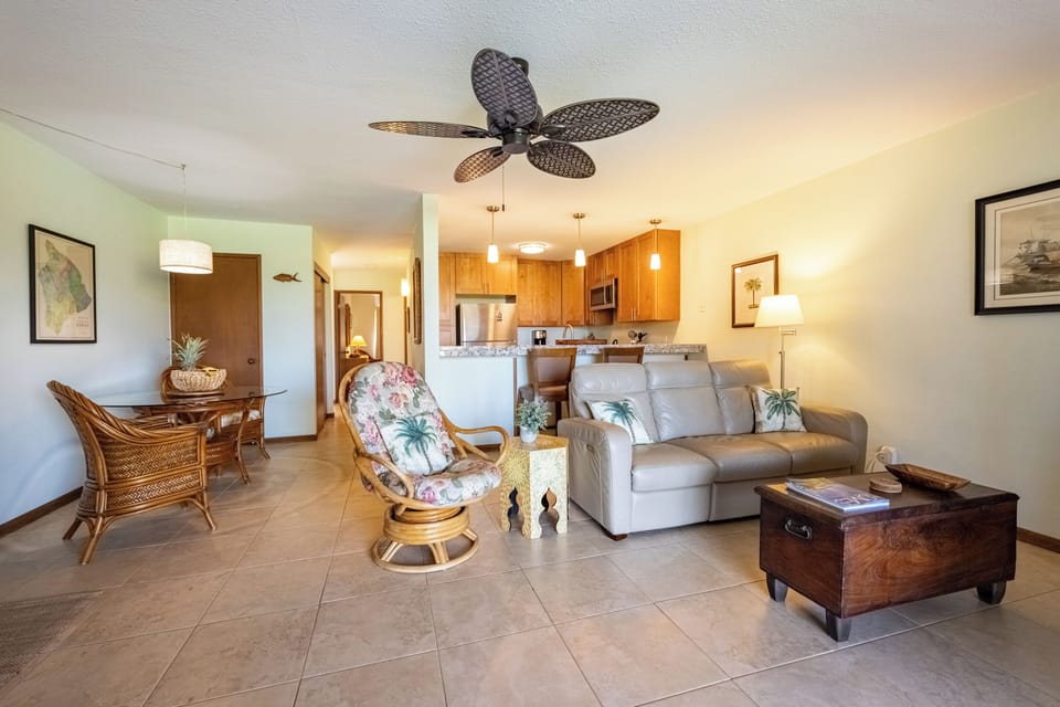 Bright living room with comfortable seating.