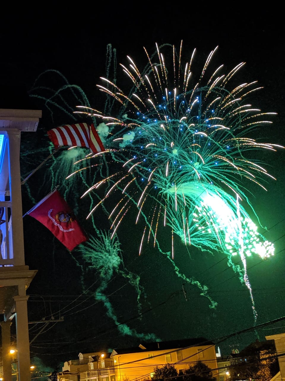Friday night fireworks view from porch