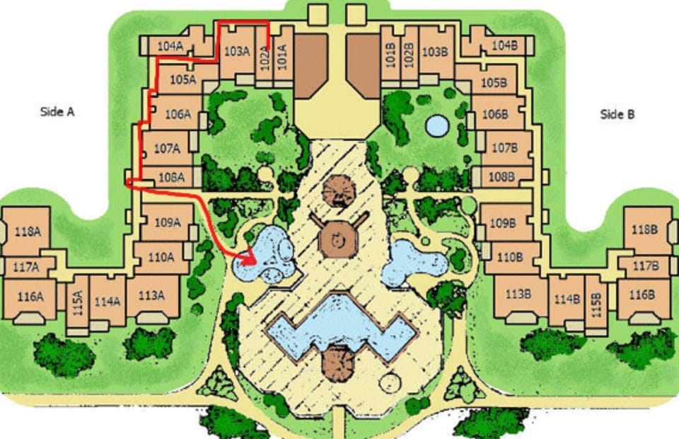 Map to access the courtyard from Condo