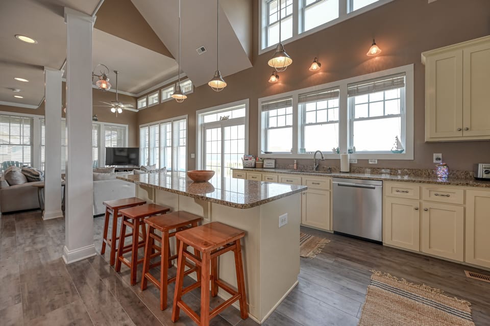 Kitchen with ocean views. Open concept