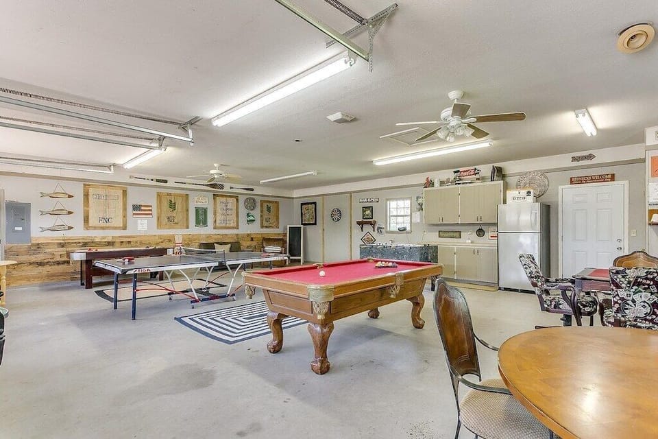 Game room includes:pool table/foosball/