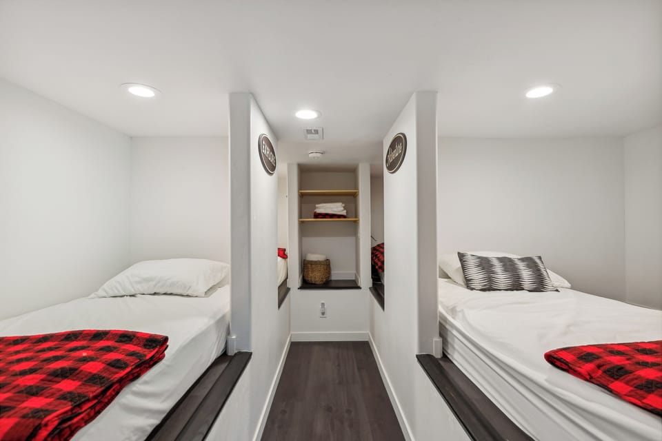 Basement suite bunk area 3 twins and 1 queen