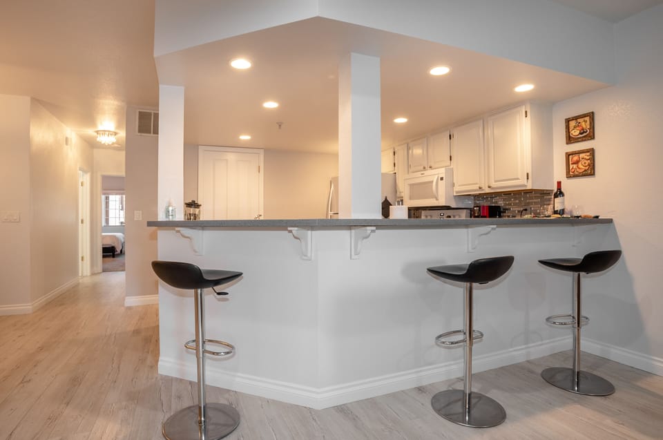 2 barstools at kitchen counter