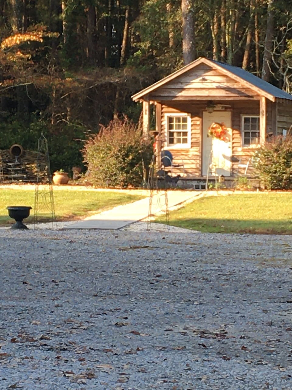 Enjoy the pond next to the “Lavender Cabin” where you can shop for spa products!