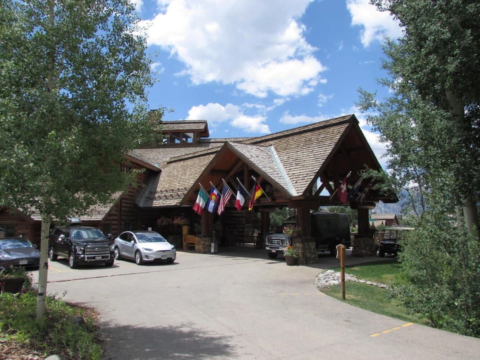 Lodge is directly across from front entry to condo.