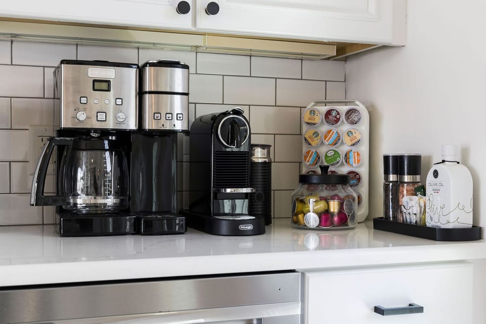Drip coffee, single brew K-cups, espresso or cappuccino - your choice! 