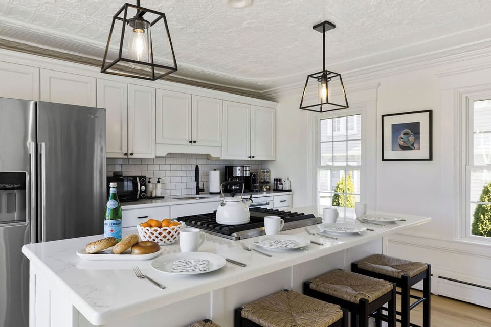 Kitchen island bar stool seating for four. Perfect spot to enjoy breakfast. 