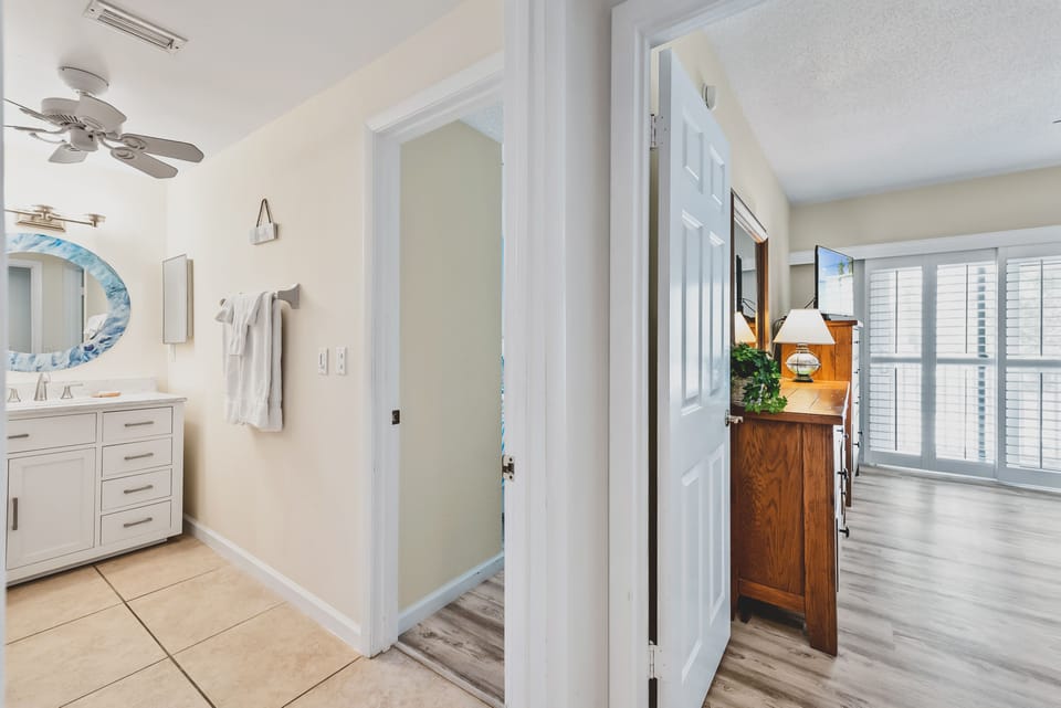 Both bedrooms are just down the hallway from the living area
