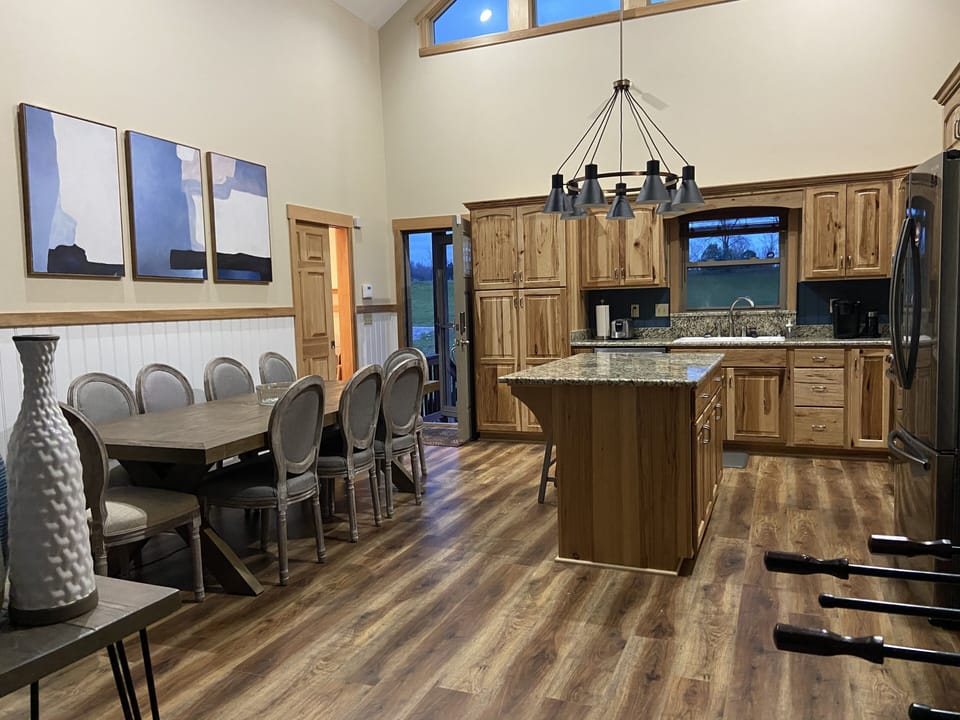 Kitchen with granite counters and custom cabinets